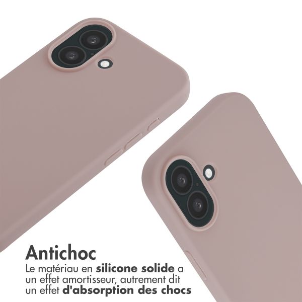 imoshion Coque en silicone avec cordon Apple iPhone 16 - Sand Pink