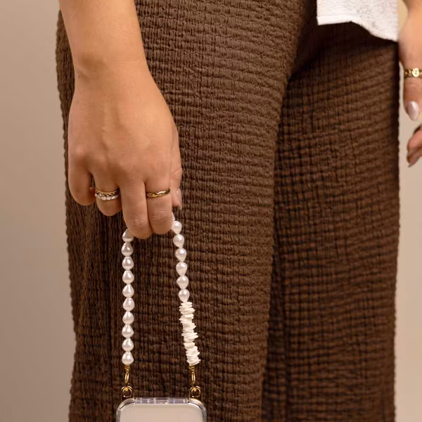 Selencia Ensemble de cordons pour téléphone avec perles et coquillages - Midnight Black