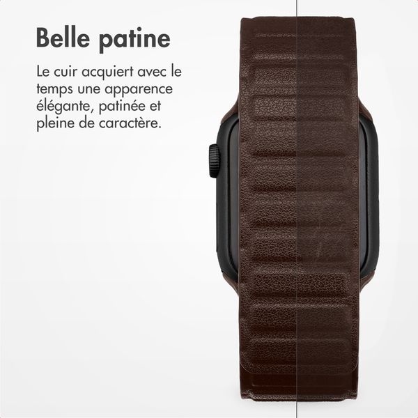 Accezz Bracelet en cuir véritable magnétique Apple Watch | 38/40/41/42 mm - Chocolate Brown