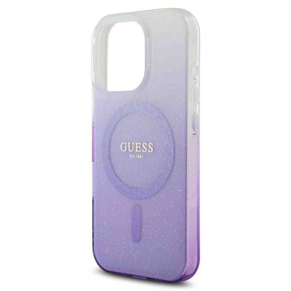 Guess Coque MagSafe IML Glitter Gradient Apple iPhone 16 Pro - Purple