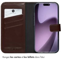 Selencia Étui portefeuille en cuir véritable Apple iPhone 17 - Marron