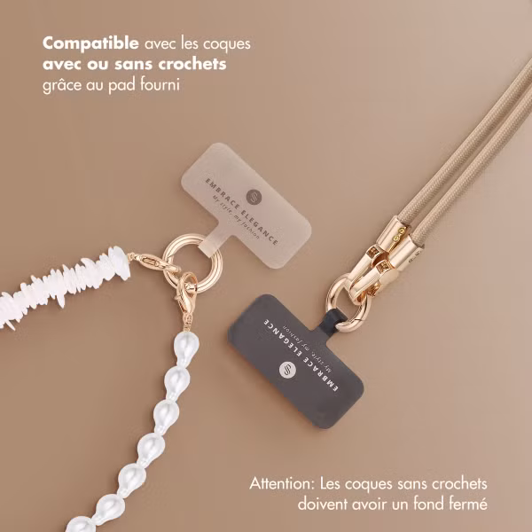 Selencia Ensemble de cordons pour téléphone avec perles et coquillages - Beige
