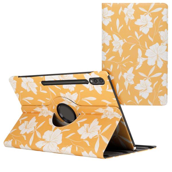 imoshion Coque tablette Design rotatif à 360° Samsung Galaxy Tab S10 Ultra / Tab S9 Ultra - Yellow Flowers