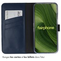 Selencia Étui portefeuille en cuir véritable Fairphone 6 - Bleu foncé