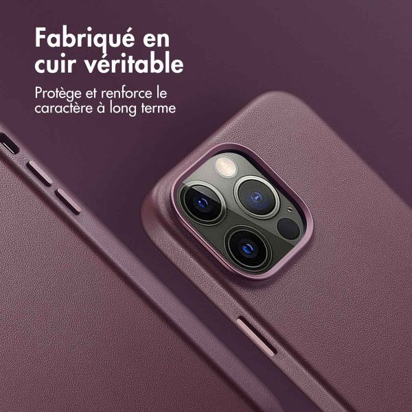Accezz Coque arrière en cuir avec MagSafe Apple iPhone 14 Pro Max - Heath Purple