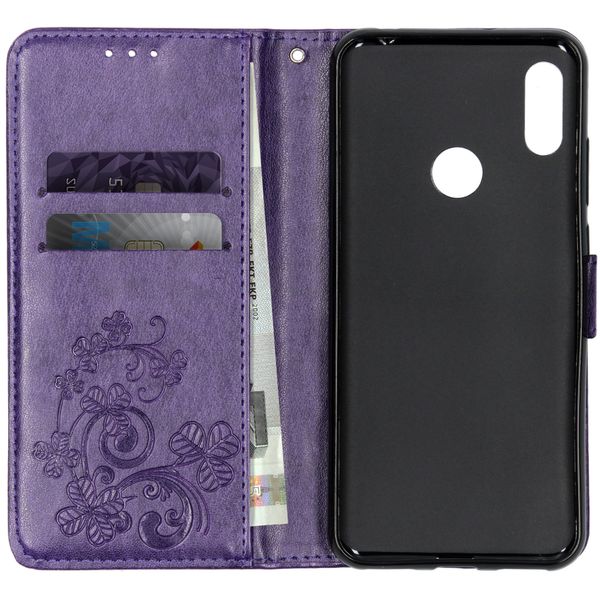 Etui de téléphone Fleurs de Trèfle Huawei Y6 (2019) - Violet