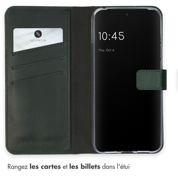 Selencia Étui portefeuille en cuir véritable Google Pixel 8 - Vert