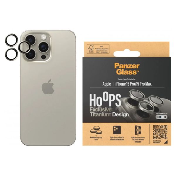 PanzerGlass Protection Caméra Hoops Optic Rings Apple iPhone 15 Pro / 15 Pro Max - Natural Titanium