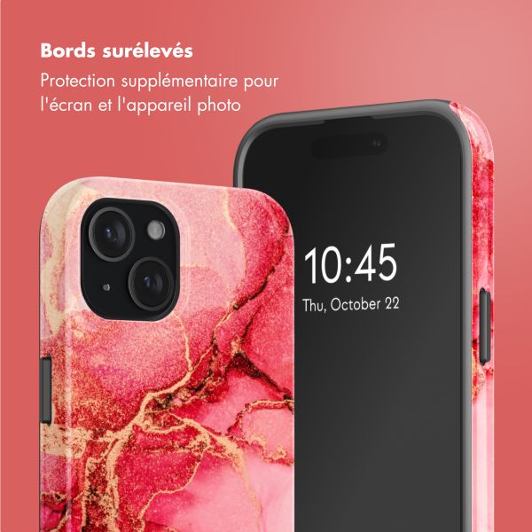 Selencia Coque arrière Vivid Tough avec MagSafe iPhone 15 - Rosy Marble