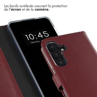 Selencia Étui portefeuille en cuir véritable Samsung Galaxy S25 - Burgundy