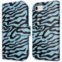 imoshion Étui de télephone portefeuille Design Apple iPhone SE (2022 / 2020) / 8 / 7 / 6(s) - Black Blue Stripes