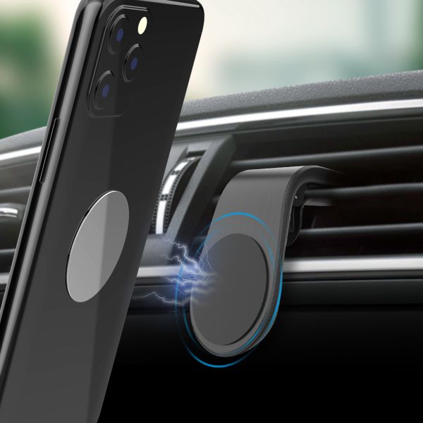 Accezz Support de téléphone pour voiture iPhone 14 Pro - Universel - Grille de ventilation - Magnétique - Noir