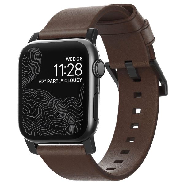 Nomad Bracelet en cuir moderne Apple Watch Series 1 á 9 / SE (38/40/41 mm) | Series 10 (42 mm) - Marron/Noir