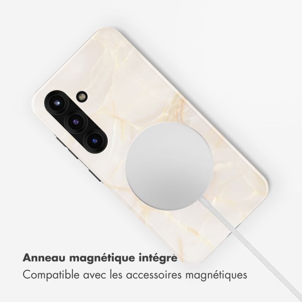 Selencia Coque arrière Vivid avec MagSafe Samsung Galaxy S25 - Golden Beige Marble