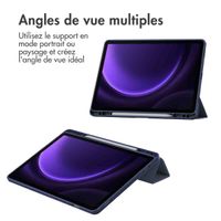 imoshion Coque tablette rigide Trifold iPad Samsung Tab S9 FE 10.9 pouces / Tab S9 11.0 pouces - Bleu foncé