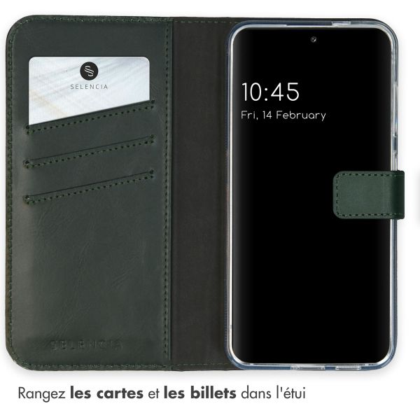 Selencia Étui portefeuille en cuir véritable Samsung Galaxy S24 - Vert