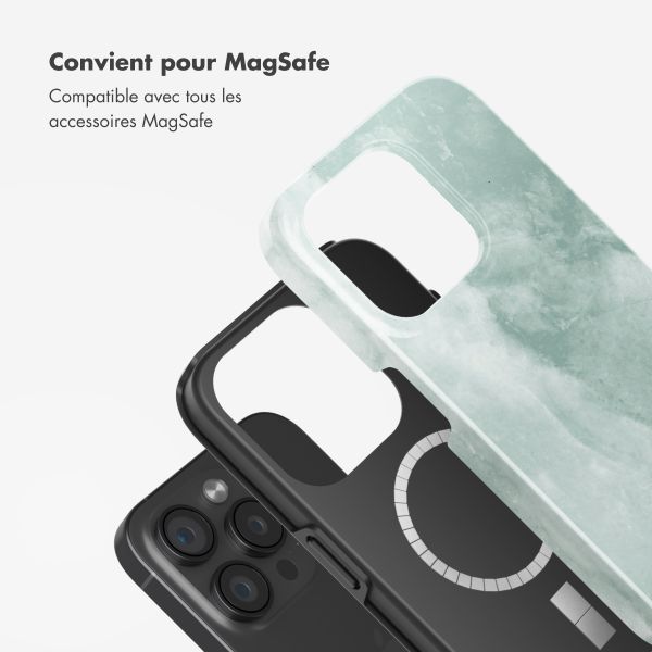 Selencia Coque arrière Vivid Tough avec MagSafe iPhone 15 Pro - Marble Grayed Jade