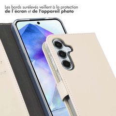 Selencia Étui portefeuille en cuir véritable Samsung Galaxy A55 - Greige