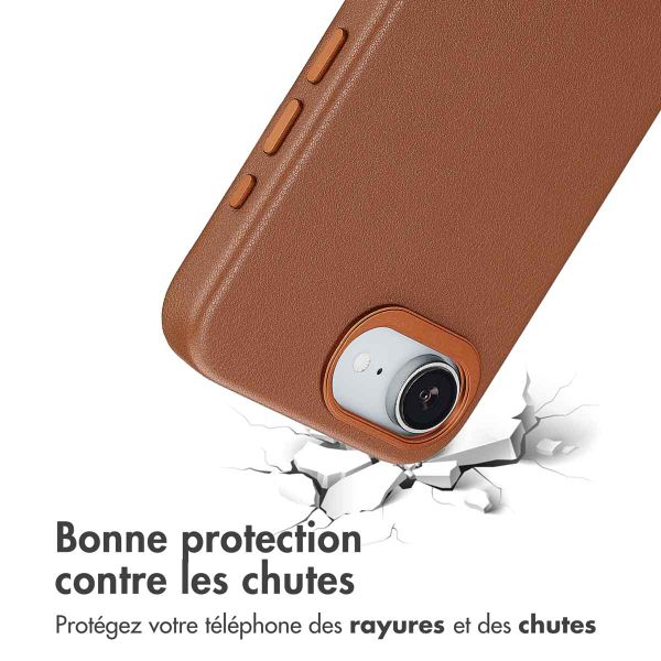 Accezz Coque arrière en cuir avec MagSafe Apple iPhone 16e - Sienna Brown