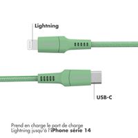 imoshion ﻿Câble Lightning vers USB-C - Non MFi - Textile tressé - 1 mètre - Vert