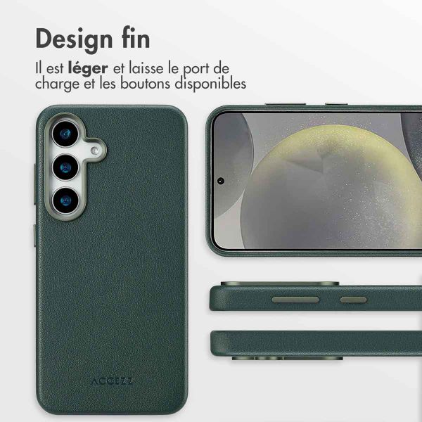 Accezz Coque arrière en cuir avec Magsafe Samsung Galaxy S25 Plus - Cedar Green