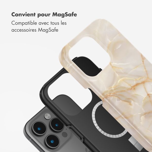 Selencia Coque arrière Vivid Tough avec MagSafe iPhone 15 Pro Max - Golden Beige Marble