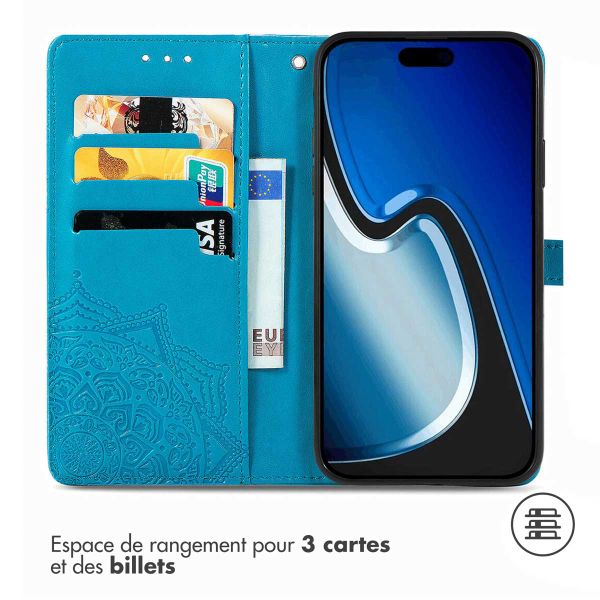 imoshion Etui de télephone Mandala Apple iPhone 15 - Turquoise