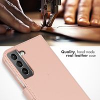 Selencia Étui portefeuille en cuir véritable Samsung Galaxy S22 - Rose