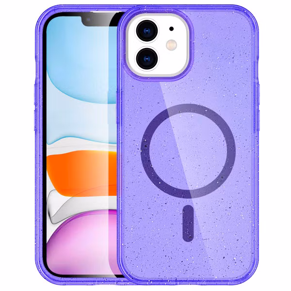 imoshion Coque Pailletée avec MagSafe Apple iPhone 12 (Pro) - Paillettes Violet