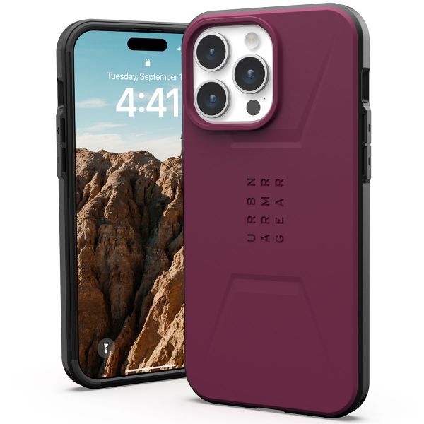 UAG Coque Civilian MagSafe iPhone 15 Pro Max - Bordeaux