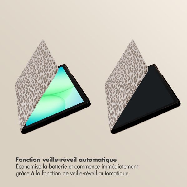 Selencia Coque tablette Sabi avec imprimé léopard Samsung Galaxy Tab A11 Plus - Soft Ivory