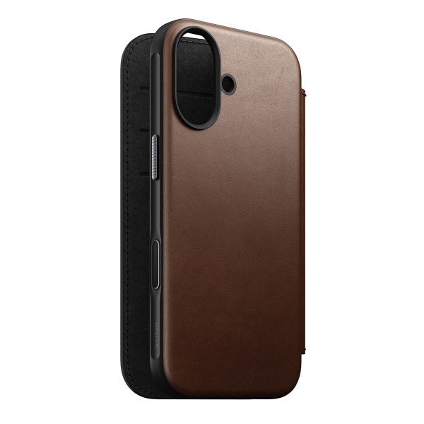 Nomad Étui de télephone portefeuille Modern Leather Folio Apple iPhone 17 - Marron