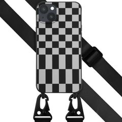 Selencia ﻿Coque design en silicone avec cordon amovible iPhone 14 Plus - Irregular Check Black