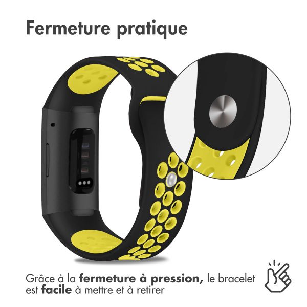 imoshion Bracelet sportif en silicone Fitbit Charge 3  /  4 - Noir / Jaune