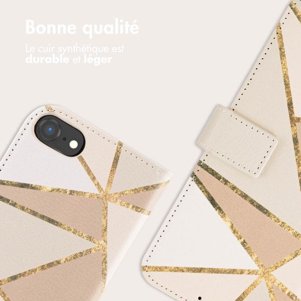 imoshion Étui de téléphone portefeuille Design iPhone SE (2022 / 2020) / 8 / 7 / 6(s) - Beige Graphic