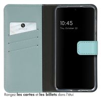 Selencia Étui portefeuille en cuir véritable Samsung Galaxy S23 - Air Blue