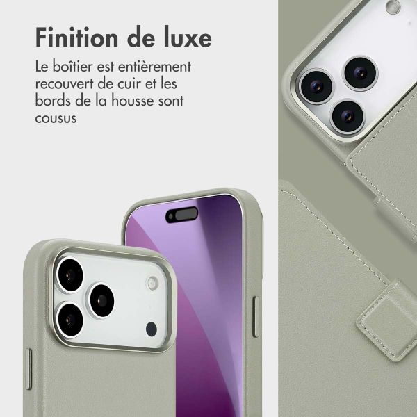 Accezz Étui de télephone portefeuille en cuir 2-en-1 avec MagSafe Apple iPhone 17 Pro Max - Light Grey