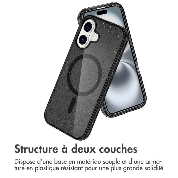 imoshion Coque Pailletée avec MagSafe Apple iPhone 16 - Glitter Noir