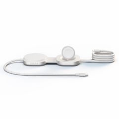Zens Câble USB-C Pro 3 avec chargeur sans fil pour téléphone / earbuds / Apple Watch - MagSafe et Qi2 - Blanc