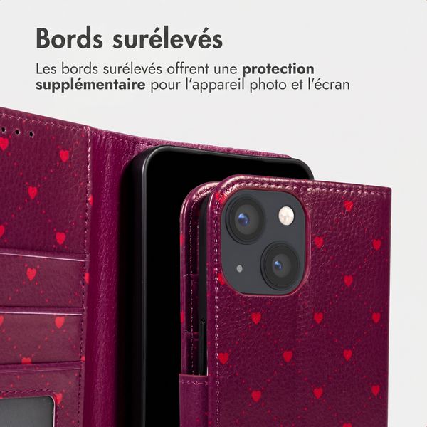 imoshion Étui de télephone portefeuille Design Apple iPhone 14 - Crush Check Coral Dust