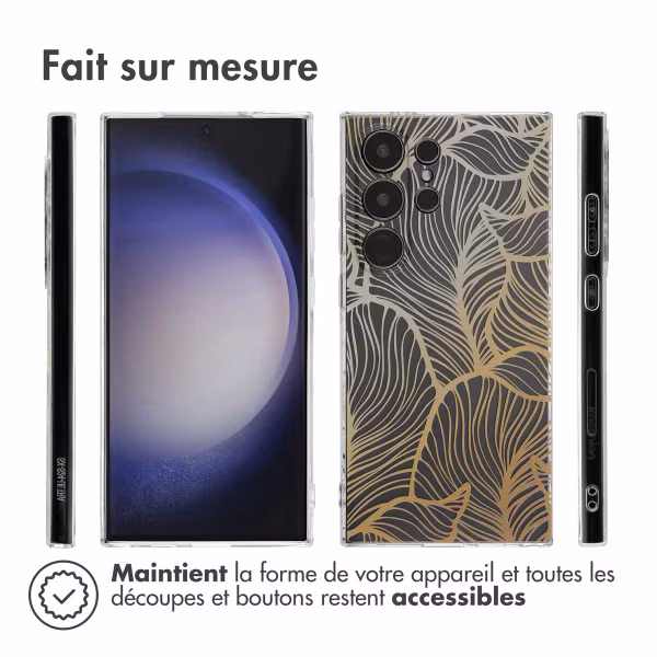 imoshion Coque Design Samsung Galaxy S24 Ultra - Golden Leaves Transparent
