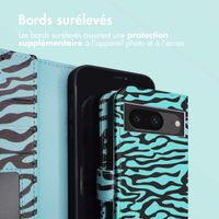 imoshion Étui de télephone portefeuille Design Google Pixel 8a - Black Blue Stripes