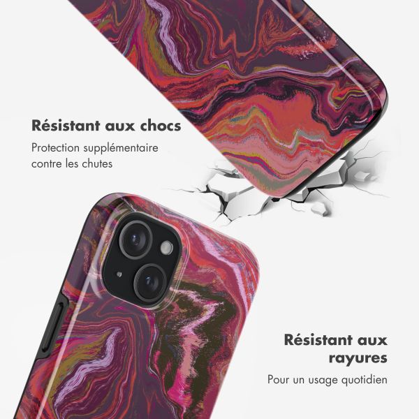 Selencia Coque arrière Vivid Tough avec MagSafe iPhone 15 - Marble Purple