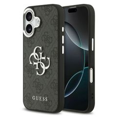 Guess Coque 4G Metal Logo Backcover Apple iPhone 17 - Silver Edge - Black