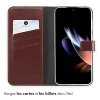 Selencia Étui portefeuille en cuir véritable Samsung Galaxy A36 / A56 - Marron