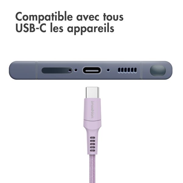 imoshion Braided USB-C vers câble USB - 2 mètre - Lilas