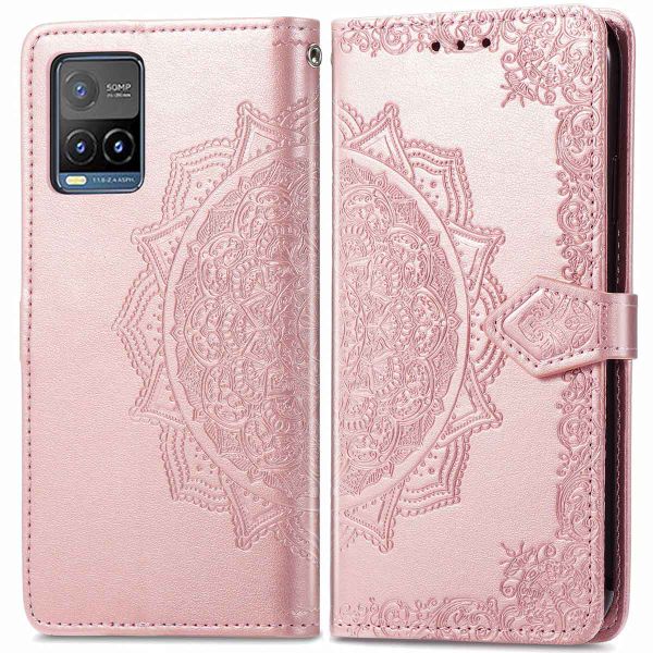 imoshion Etui de téléphone portefeuille Mandala Vivo Y21(s) / Y33s - Rose Dorée