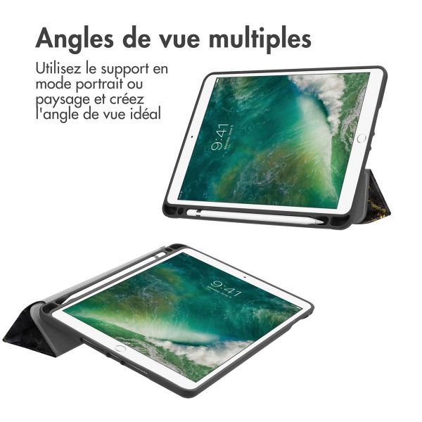 imoshion Coque tablette Design Trifold Apple iPad 6 (2018) 9.7 pouces / iPad 5 (2017) 9.7 pouces / Air 2 (2014)/Air 1 (2013) - Black Marble