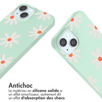imoshion Coque design en silicone avec cordon Apple iPhone 15 - Green Flower Distance