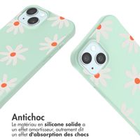 imoshion Coque design en silicone avec cordon iPhone 15 - Green Flower Distance